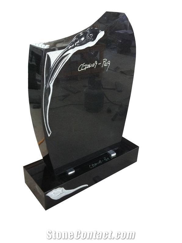 Black Granite Polish Standing Upright Monument 06