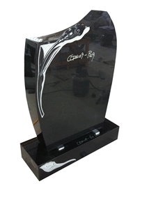 Black Granite Polish Standing Upright Monument 06