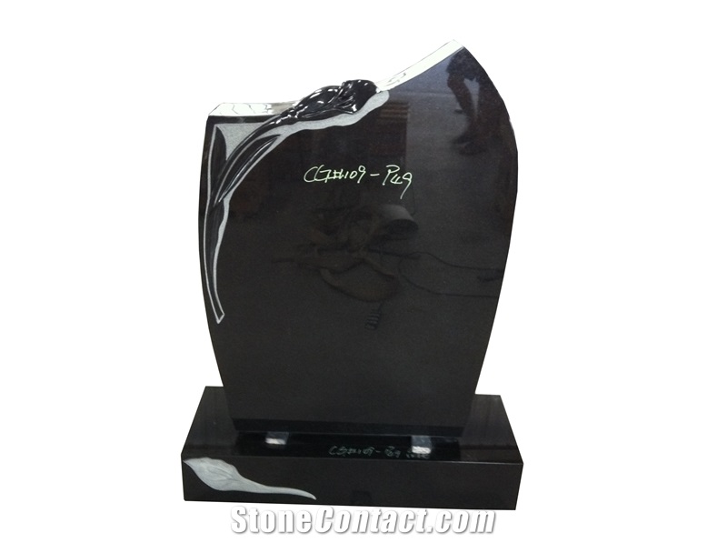 Black Granite Polish Standing Upright Monument 06