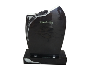 Black Granite Polish Standing Upright Monument 06