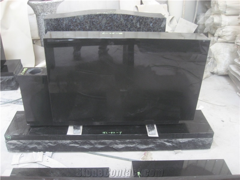 Black Granite Tombstone Design Upright Monument 34