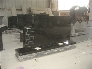 Black Granite Tombstone Design Upright Monument 34