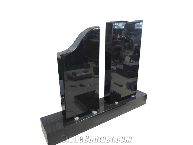 Black Granite Tombstone Upright Monument 08