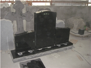 Black Granite Western Style Upright Monument 38