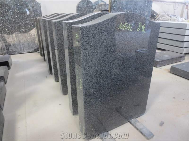 Blue Pearl Granite Gravestone Upright Headstone 06