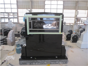 China Black Granite Lettering Upright Monument 09
