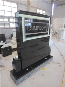 China Black Granite Lettering Upright Monument 09