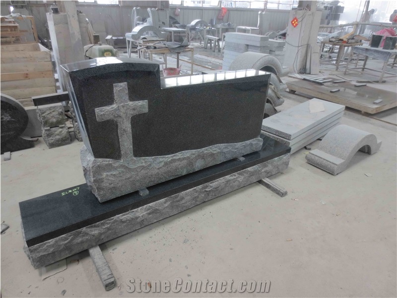 Dark Impala Cross Tombstone Upright Monument 03