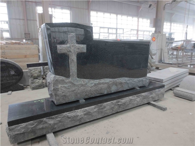 Dark Impala Cross Tombstone Upright Monument 03