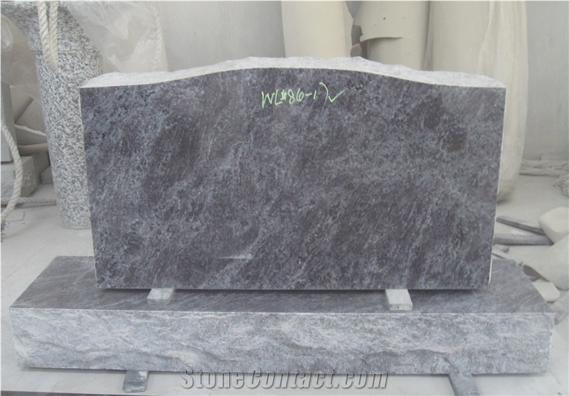 Gravestone Blue Cemetery Upright Tombstone 01