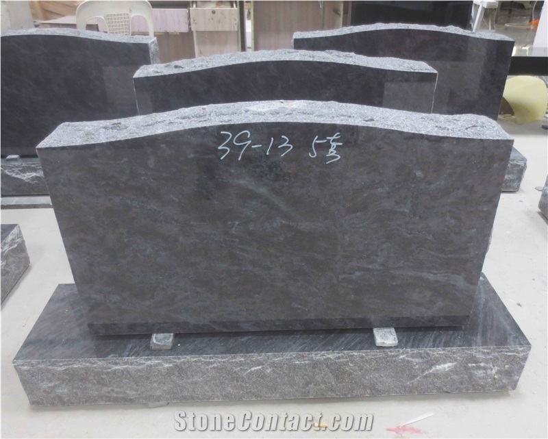 Gravestone Blue Cemetery Upright Tombstone 01