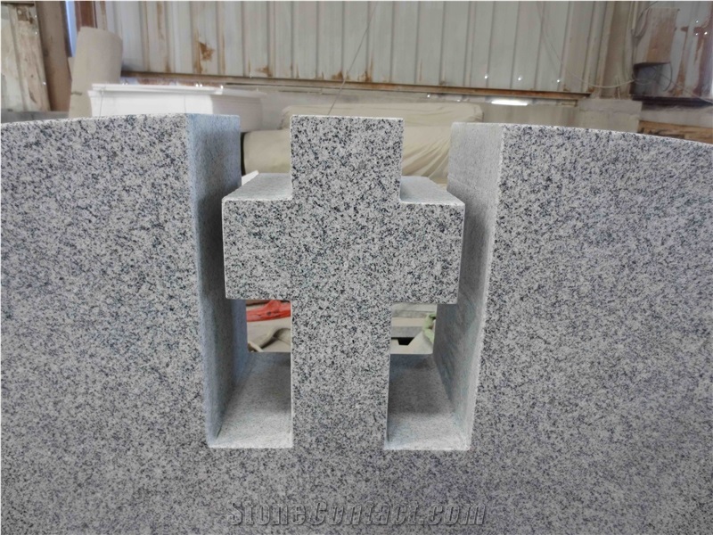 Grey Granite Cross Grave Upright Headstones 04