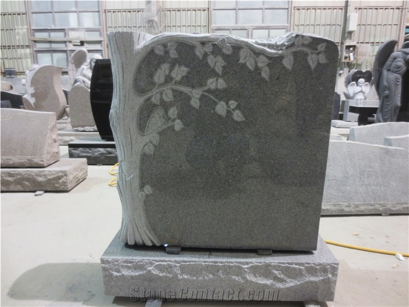 Grey Granite Gravestone Upright Headstones 09