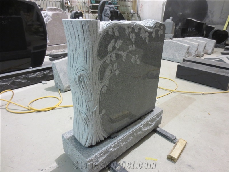 Grey Granite Gravestone Upright Headstones 09