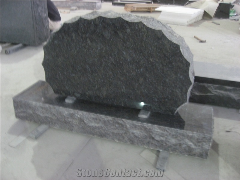 Ice Blue Granite Graveyard Upright Gravestone 02