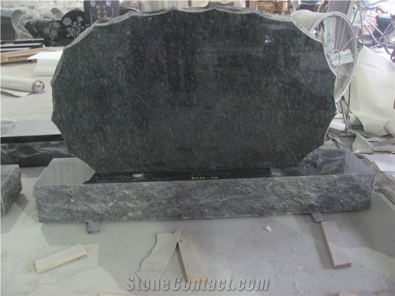 Ice Blue Granite Graveyard Upright Gravestone 02