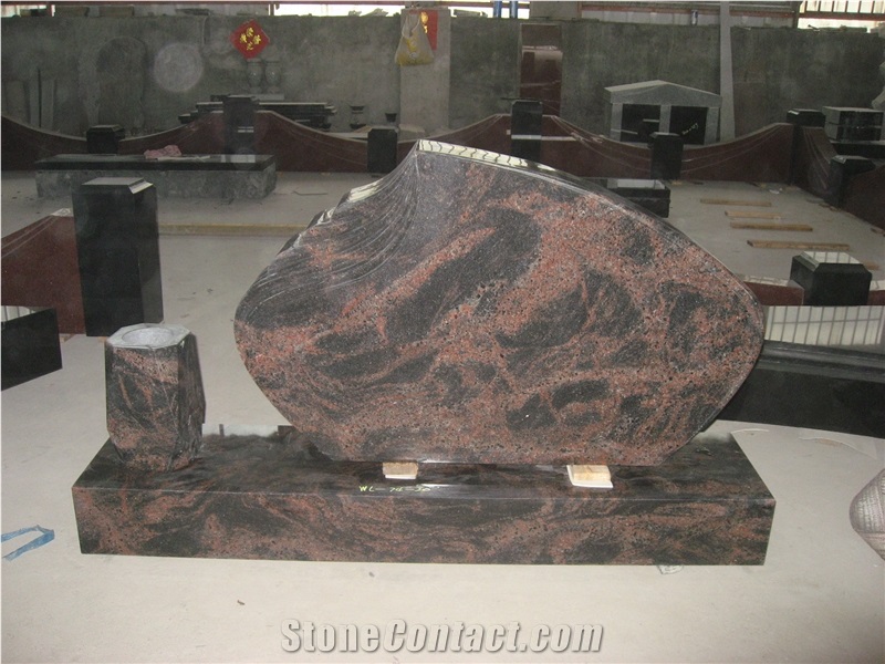 India Aurora Granite Cemetery Upright Tombstone 01