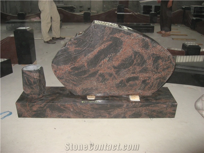 India Aurora Granite Cemetery Upright Tombstone 01