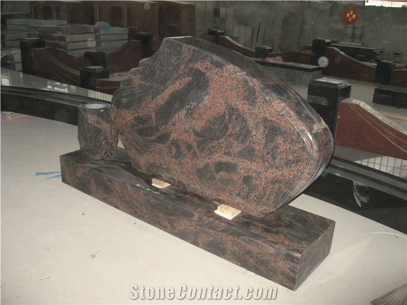 India Aurora Granite Cemetery Upright Tombstone 01