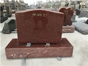 Indian Red Cermetry Engraved Upright Headstone 02