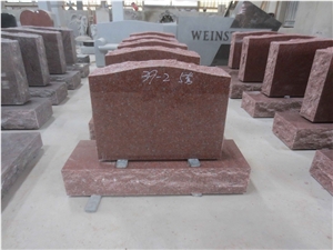 Indian Red Cermetry Engraved Upright Headstone 02