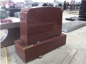 Indian Red Cermetry Engraved Upright Headstone 02