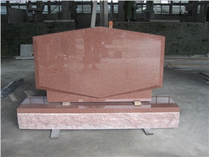 Indian Red Cermetry Engraved Upright Headstone 02