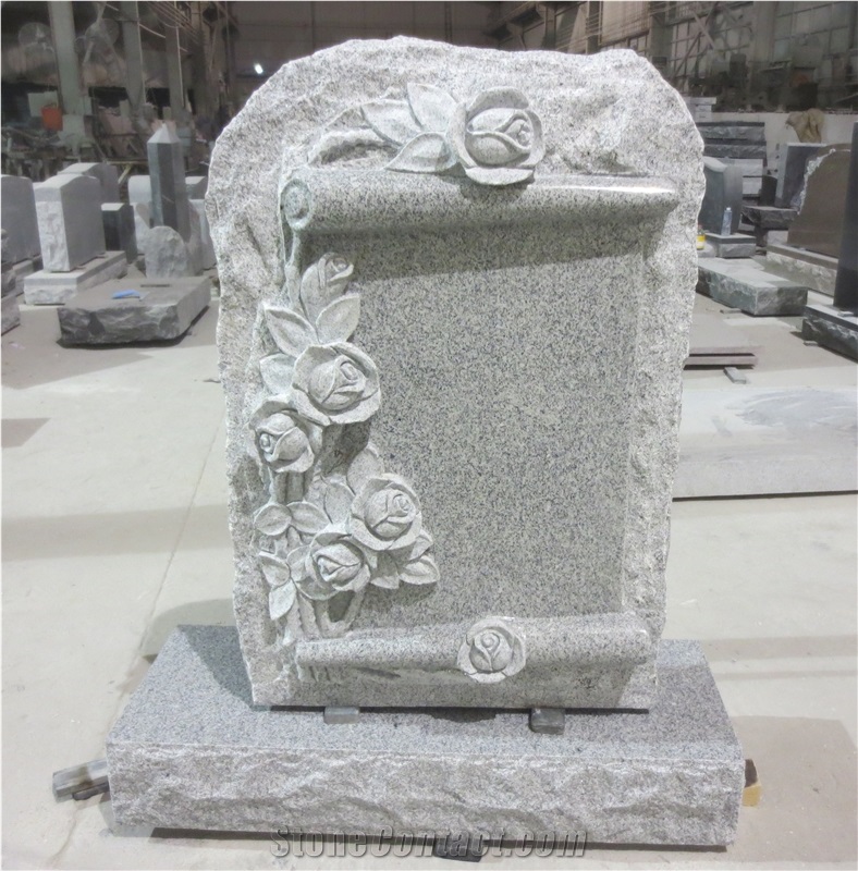 Light Grey Granite Monuments Upright Headstones 08