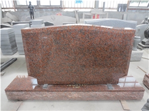 Maple Red Granite Cemetery Upright Gravestone 01