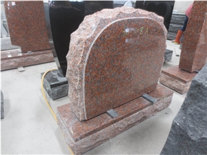 Maple Red Granite Cemetery Upright Gravestone 01