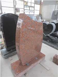 Maple Red Granite Cemetery Upright Gravestone 01