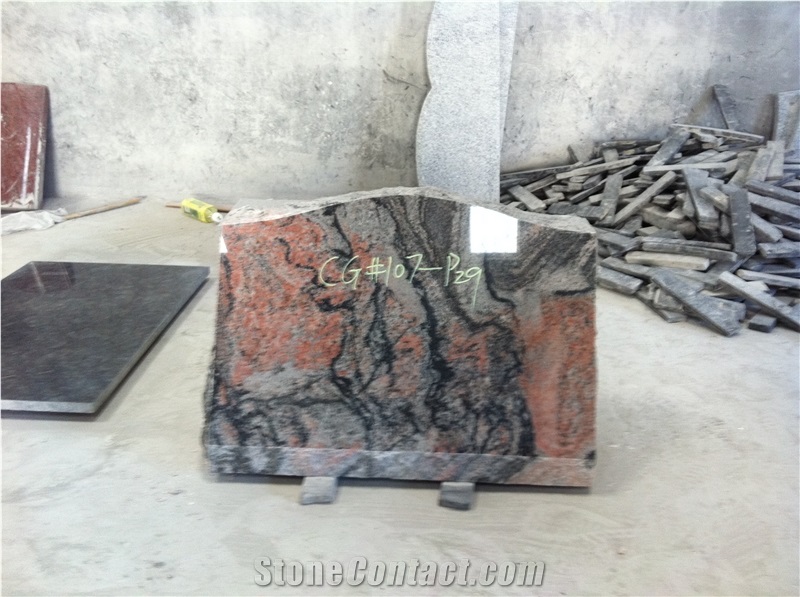 Multicolor Red Gravestone Slants Tombstones 01