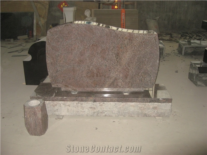 Paradiso Granite Engraved Tombstone Upright Monuments 04