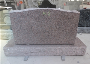 Red Granite Cemetery Upright Gravestone 01
