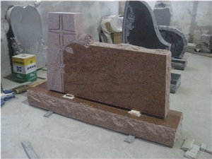 Tianshan Red Engraved Upright Gravestone 05