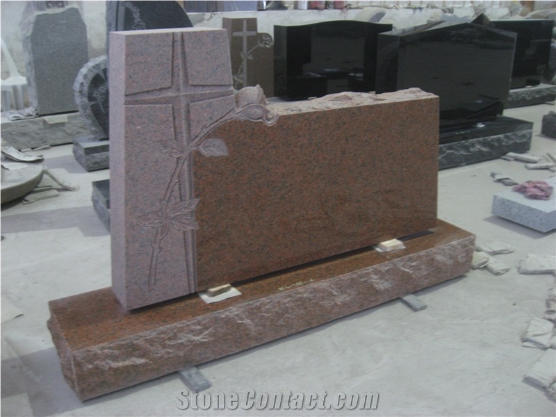 Tianshan Red Engraved Upright Gravestone 05