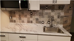Volakas White Marble Kitchen Countertop,Work Top