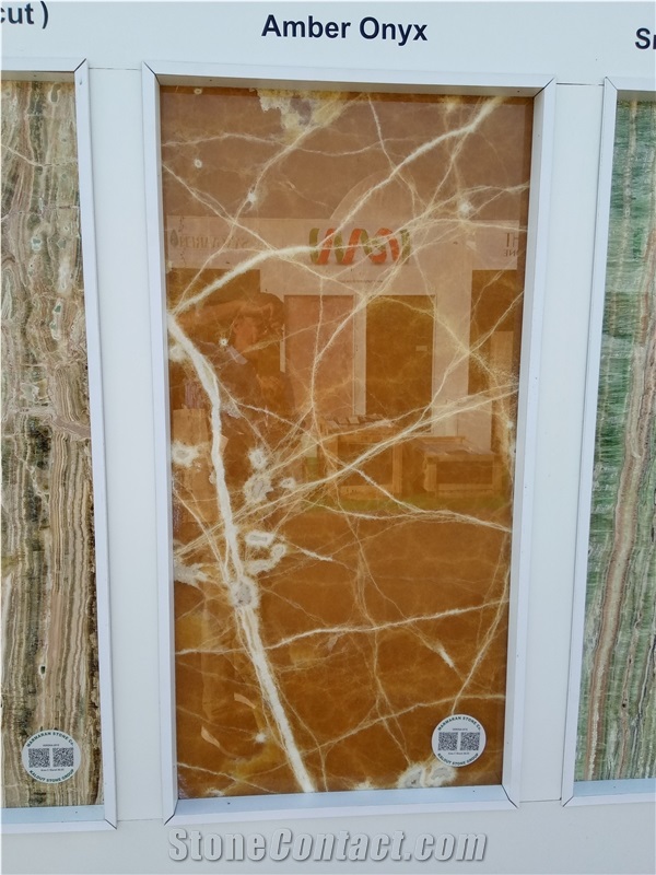 Marmaran Amber Onyx Slabs, Tiles