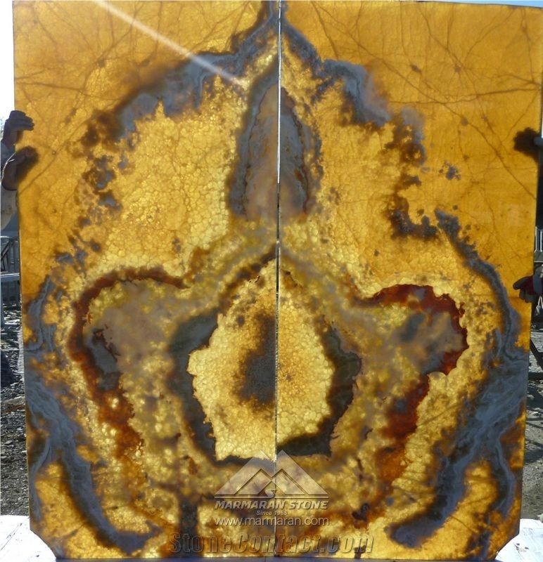 Marmaran Amber Onyx Slabs, Tiles