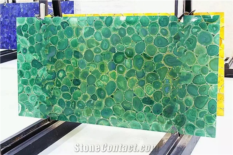 Backlit Green Agate Gemstone Bar Tops