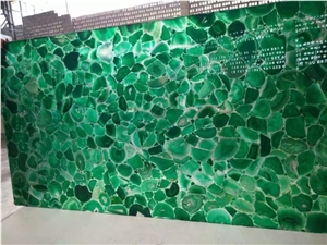 Backlit Green Agate Gemstone Bar Tops
