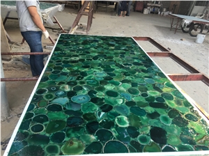 Backlit Green Agate Gemstone Bar Tops