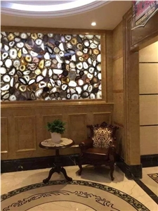 Backlit Grey Agate Semiprecious Stone Wall Tiles