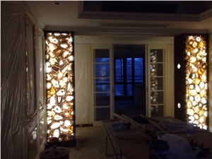 Backlit Grey Agate Semiprecious Stone Wall Tiles