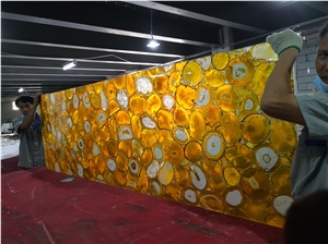 Backlit Yellow Agate Gemstone Bathroom Vanity Tops