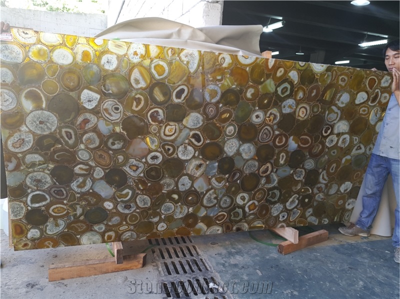Best Price Backlit Yellow Agate Gemstone Slabs