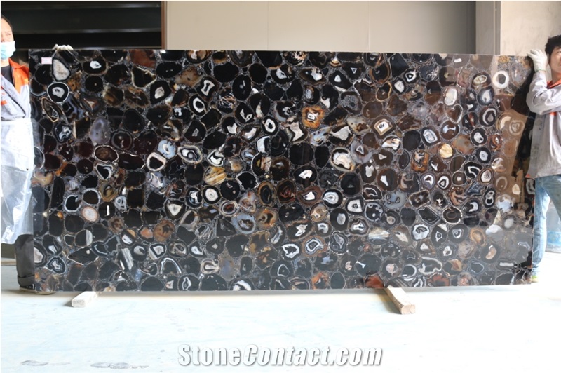 Best Price Polished Black Agate Gemstone Slabs