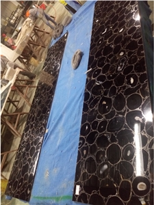 Black Agate Semiprecious Stone Slabs for Wall Tile