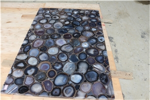 Grey Agate Semiprecious Stone Cafe Table Tops