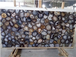 Grey Agate Semiprecious Stone Cafe Table Tops